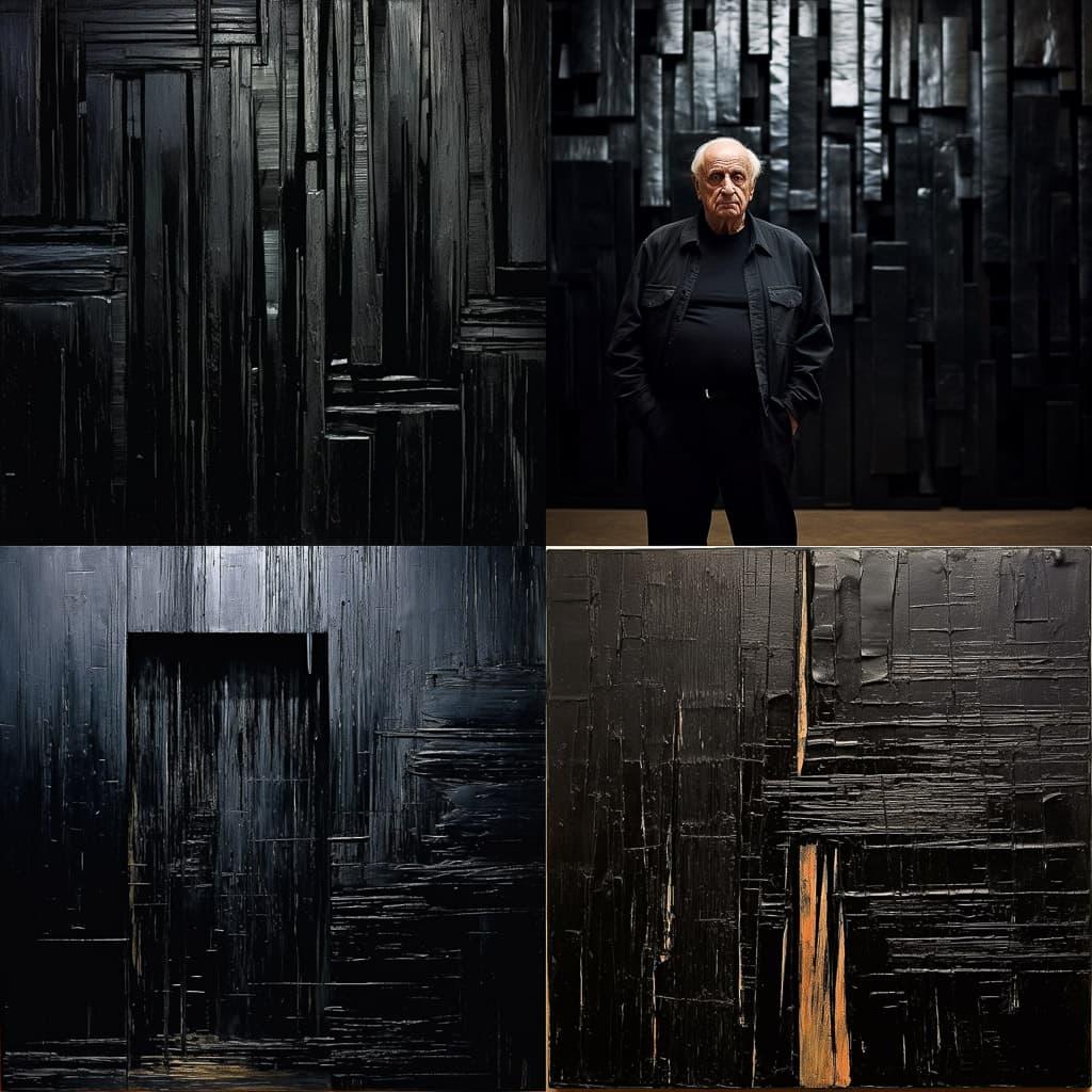 Pierre Soulages style, Midjourney V5.2, render 1 of 4