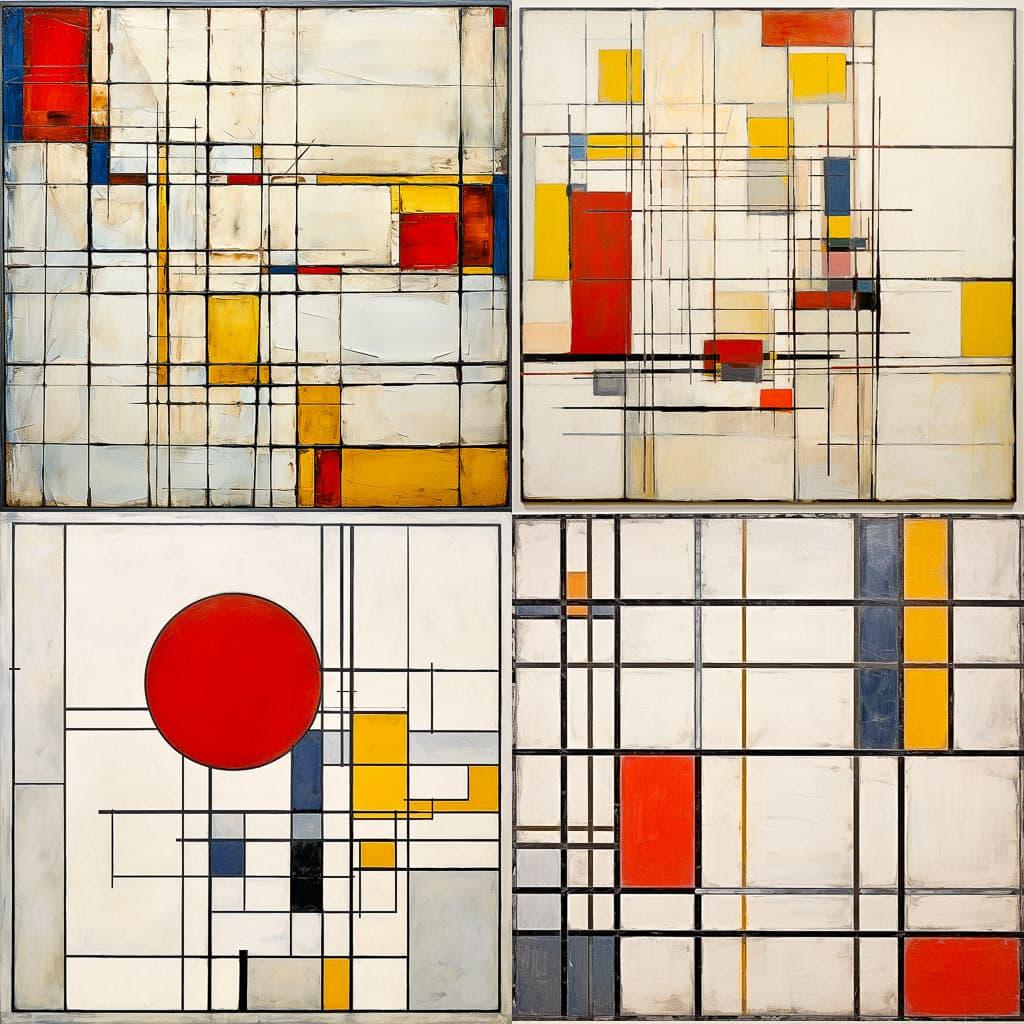 Piet Mondrian style, Midjourney V5.2, render 1 of 4