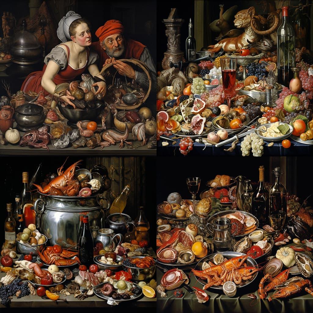 Pieter Aertsen style, Midjourney V5.2, render 1 of 4