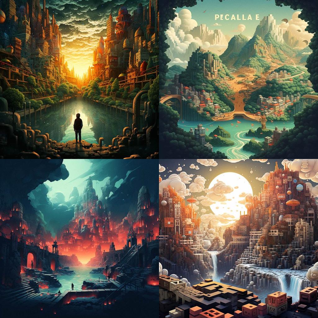 Pixelscape style, Midjourney V5.2, render 1 of 4