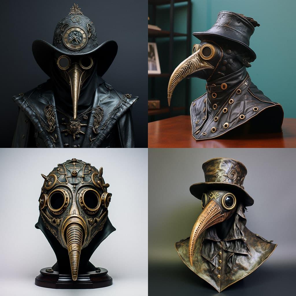 Plague doctor mask style, Midjourney V5.2, render 1 of 4