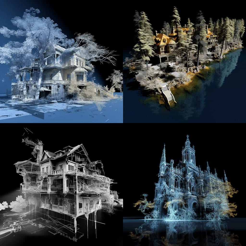Point cloud style, Midjourney V5.2, render 1 of 4