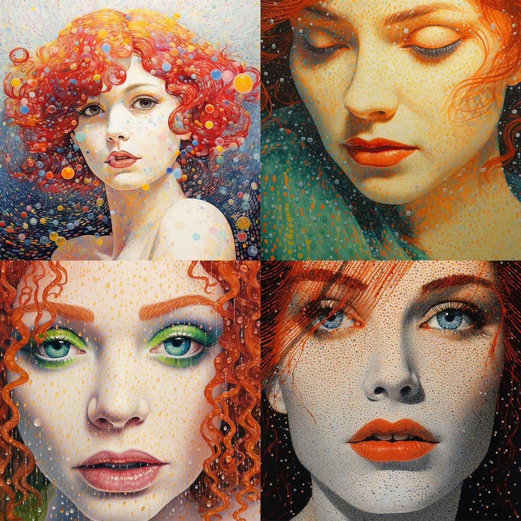 Pointillism style, Midjourney V5.2, render 1 of 4