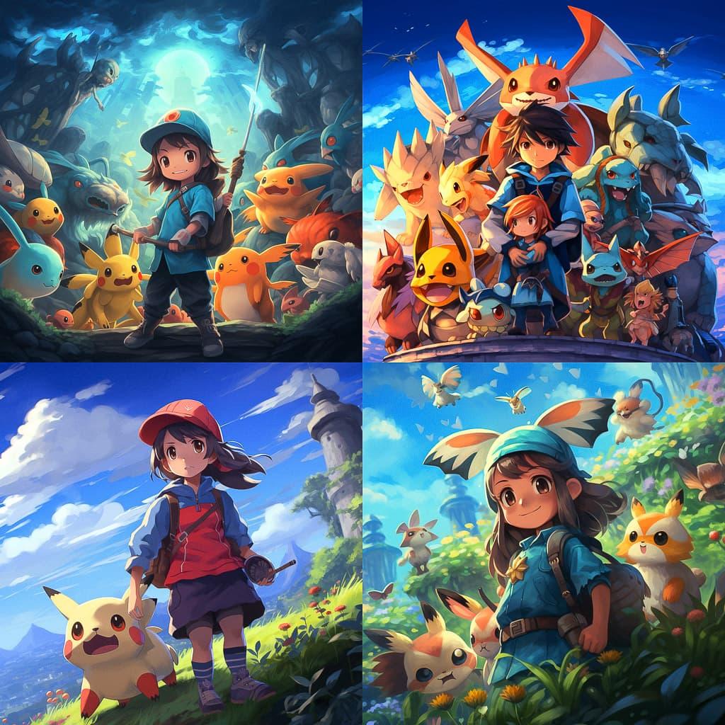 Pokemon style, Midjourney V5.2, render 1 of 4