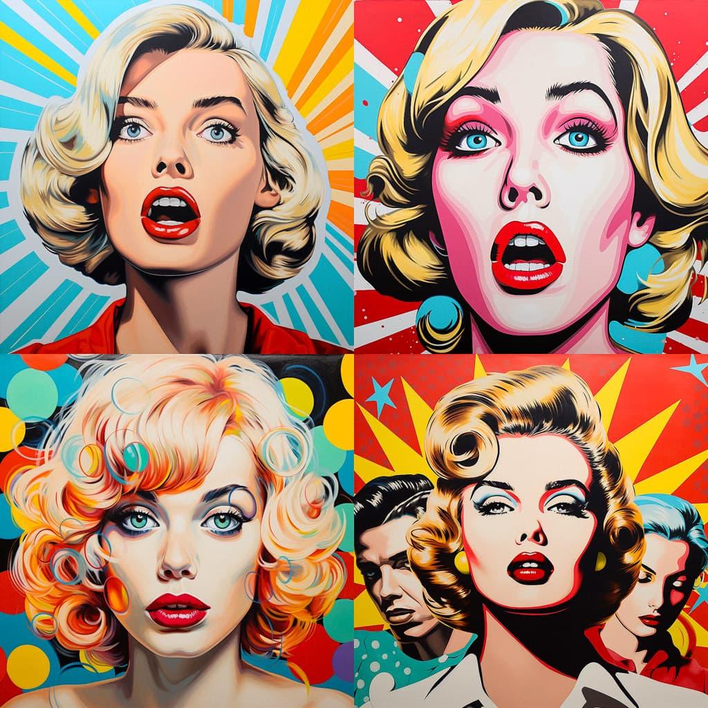 Pop art style, Midjourney V5.2, render 1 of 4