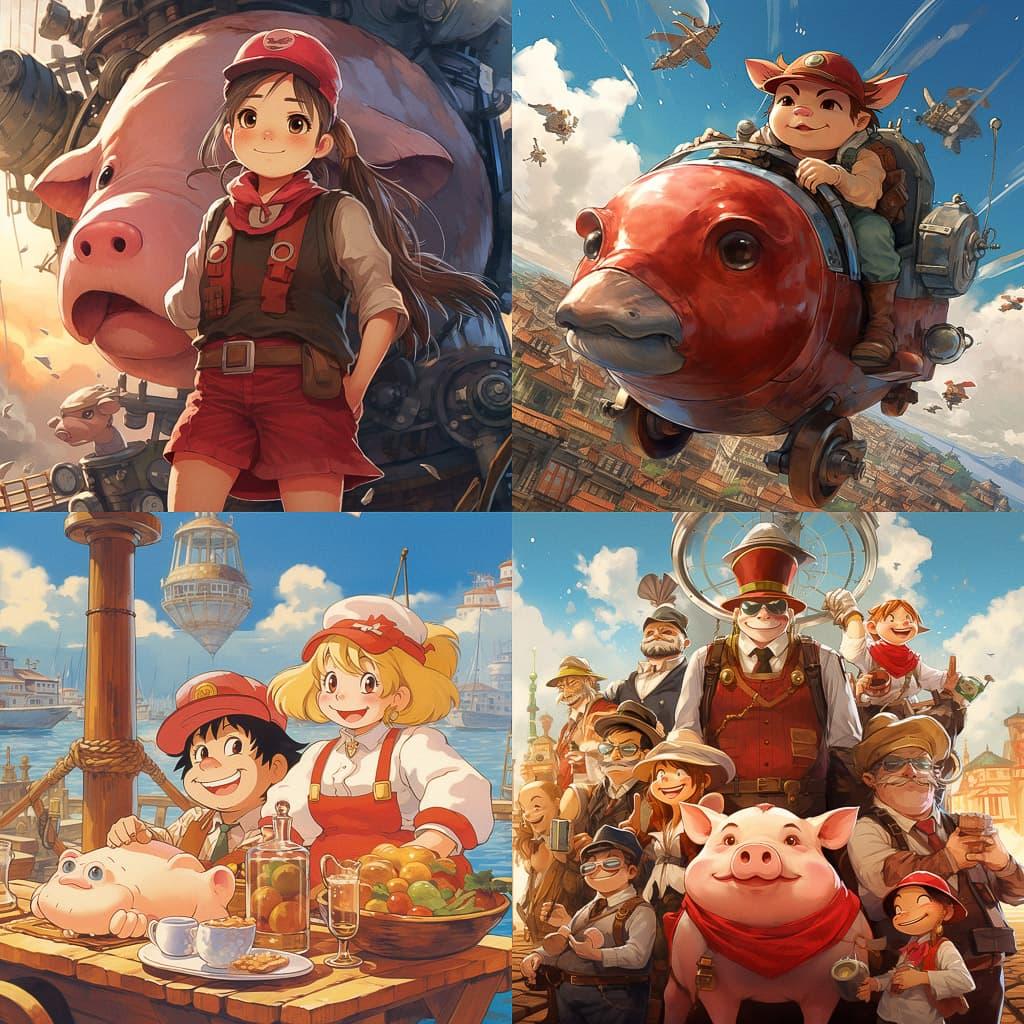 Porco Rosso style, Midjourney V5.2, render 1 of 4