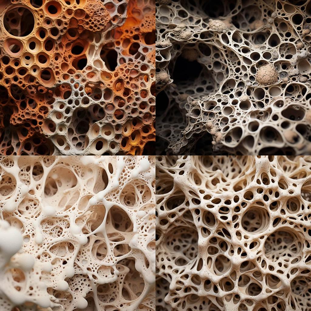 Porous texture style, Midjourney V5.2, render 1 of 4