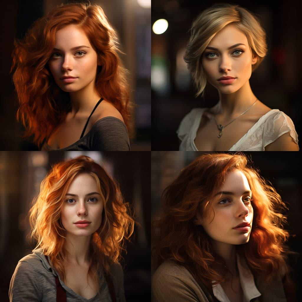 Portrait shot with side lighting style, Midjourney V5.2, render 1 of 4