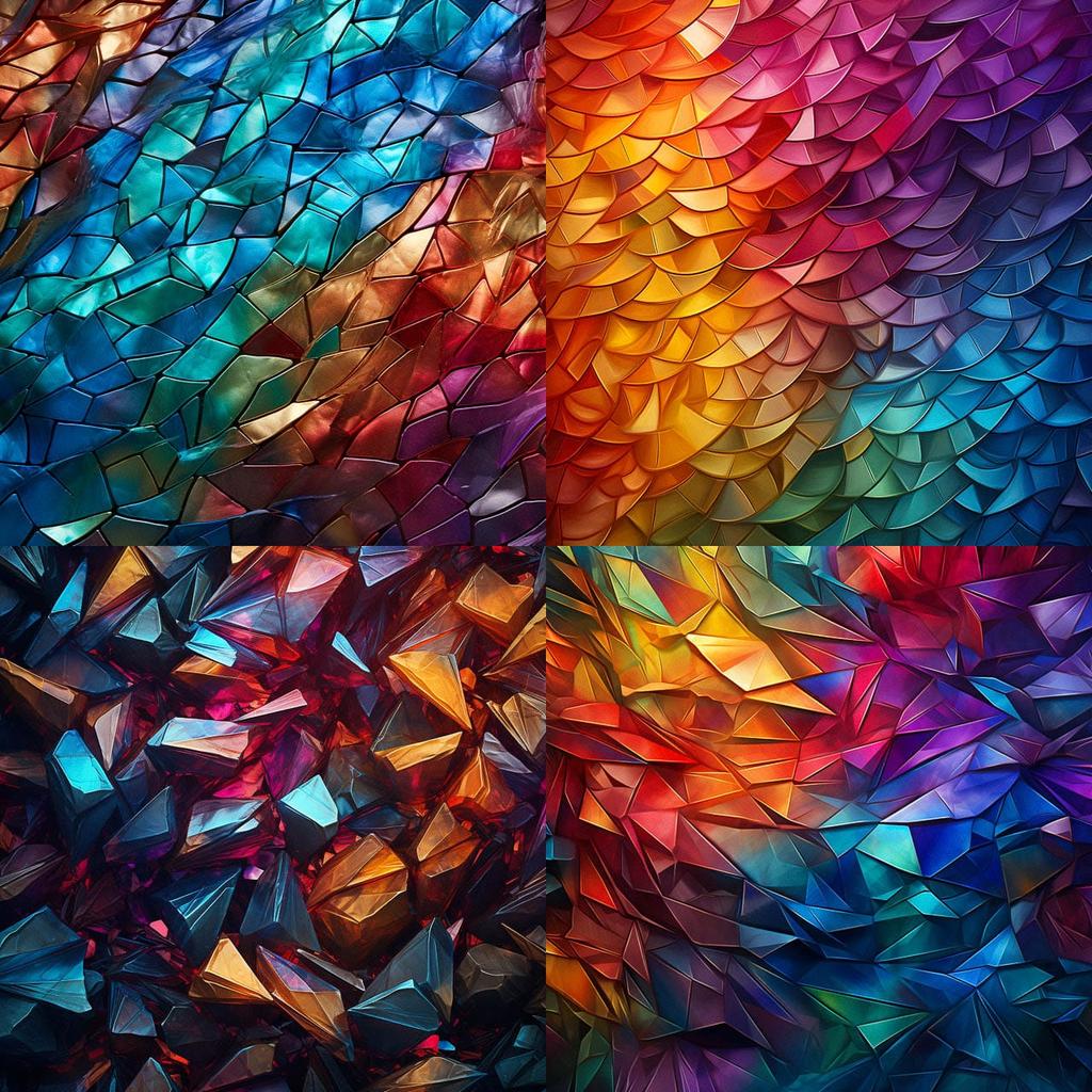 Prismatic texture style, Midjourney V5.2, render 1 of 4