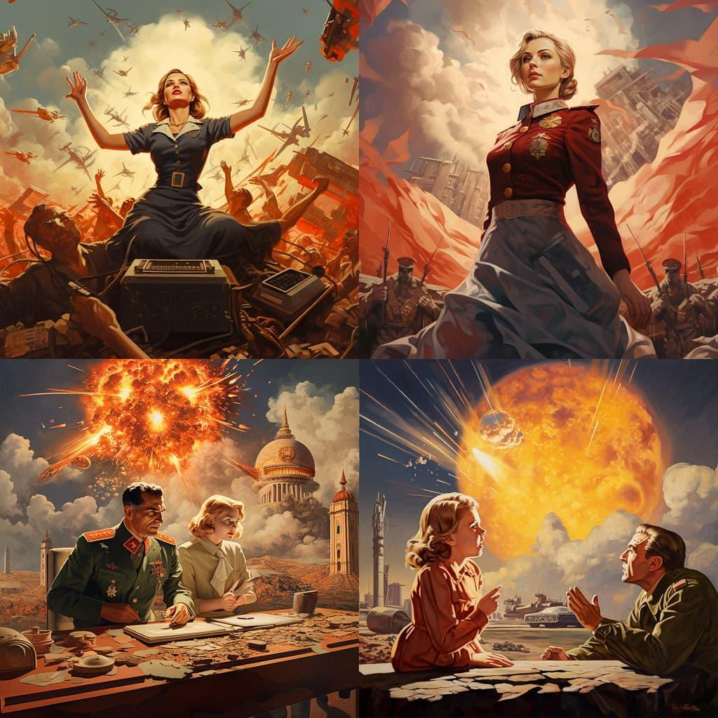 Propaganda art style, Midjourney V5.2, render 1 of 4