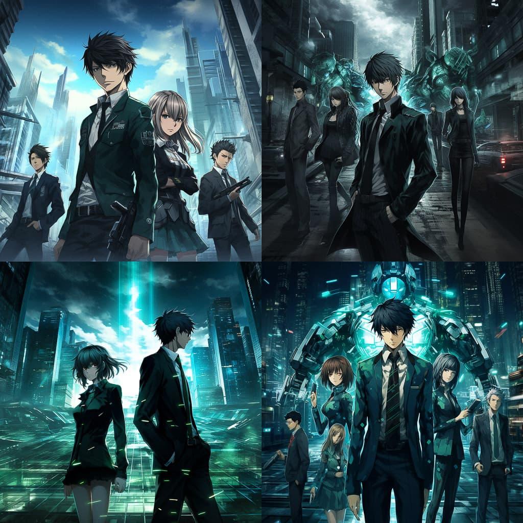 Psycho-Pass style, Midjourney V5.2, render 1 of 4