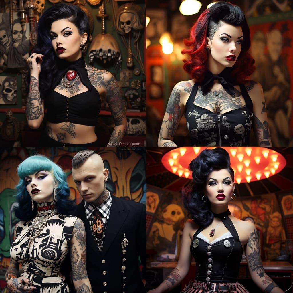 Psychobilly fashion style, Midjourney V5.2, render 1 of 4