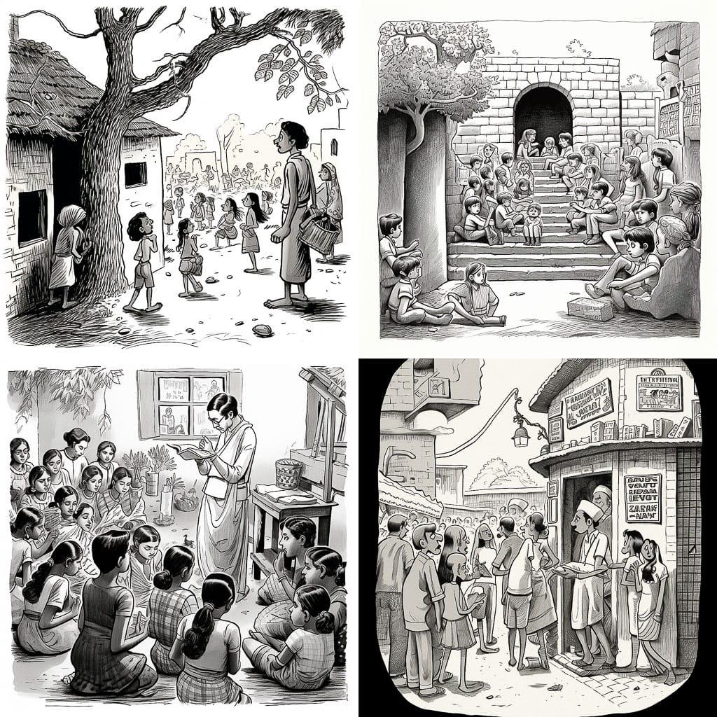 R. K. Laxman style, Midjourney V5.2, render 1 of 4