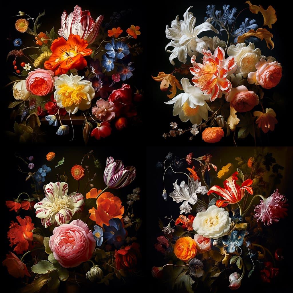 Rachel Ruysch style, Midjourney V5.2, render 1 of 4