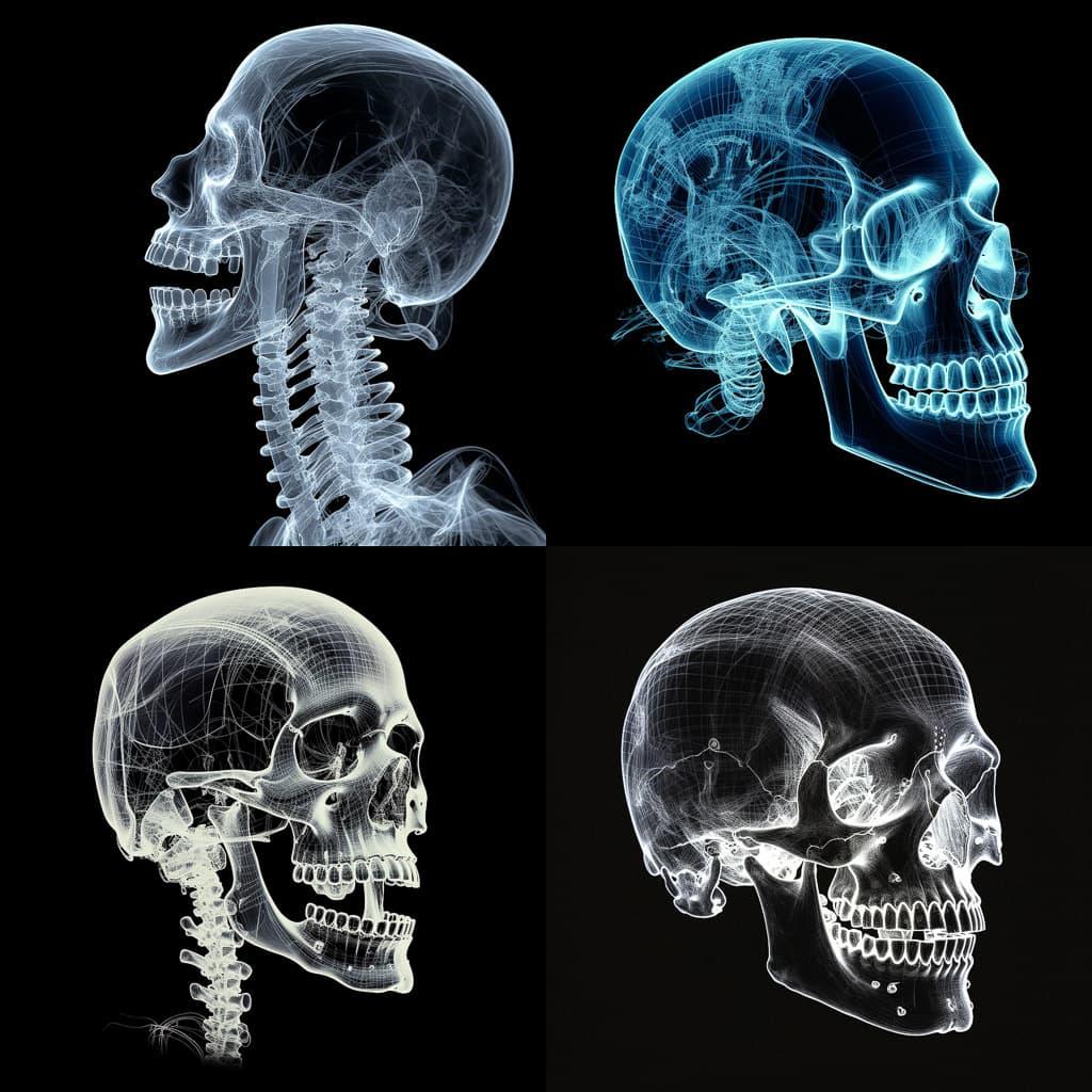 Radiographic image style, Midjourney V5.2, render 1 of 4