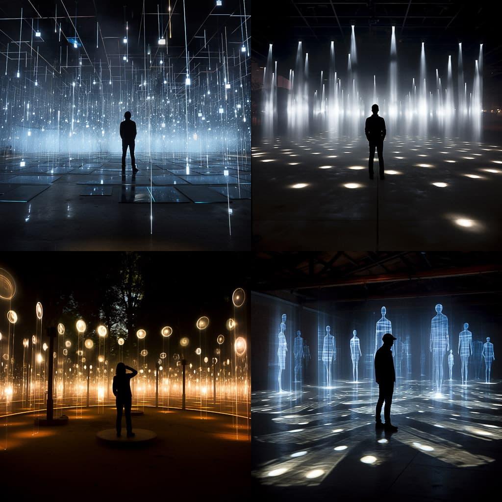 Rafael Lozano-Hemmer style, Midjourney V5.2, render 1 of 4