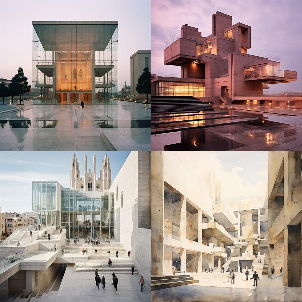 Rafael Moneo style, Midjourney V5.2, render 1 of 4