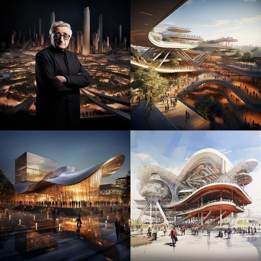 Rafael Vinoly style, Midjourney V5.2, render 1 of 4