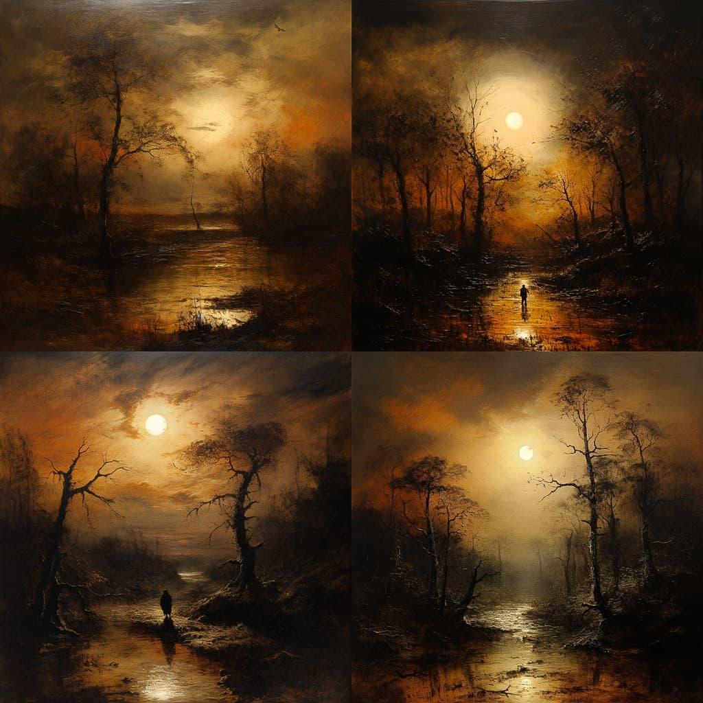 Ralph Blakelock style, Midjourney V5.2, render 1 of 4