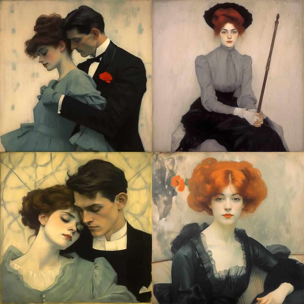 Ramon Casas style, Midjourney V5.2, render 1 of 4
