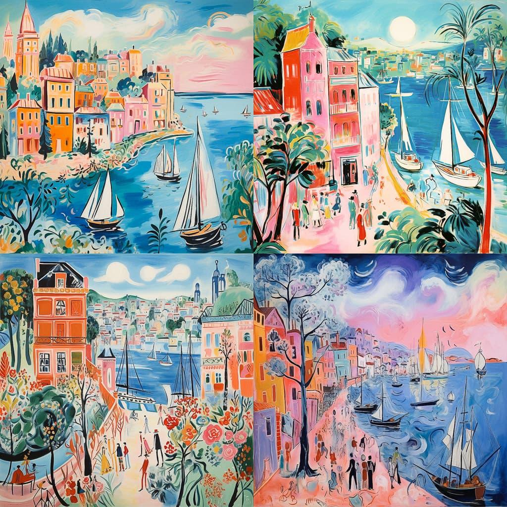 Raoul Dufy style, Midjourney V5.2, render 1 of 4