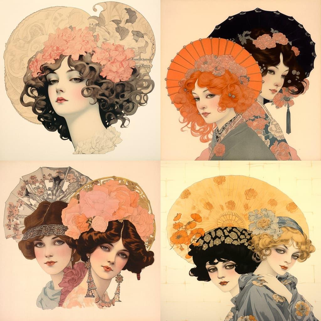 Raphael Kirchner style, Midjourney V5.2, render 1 of 4