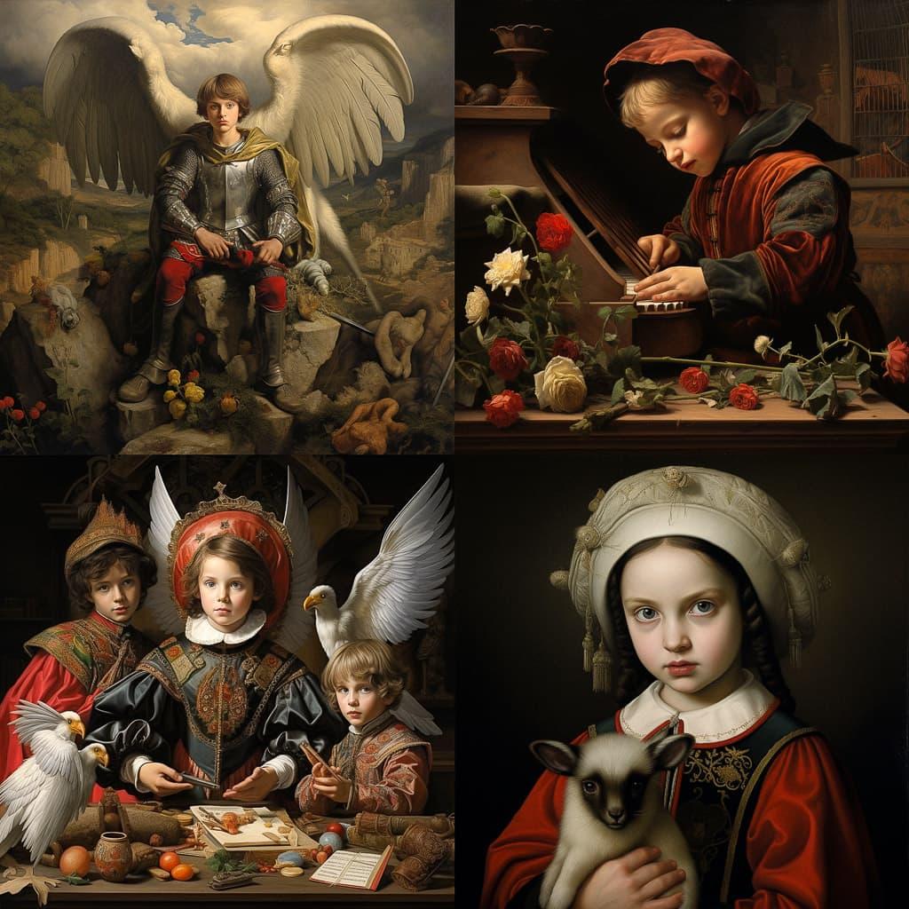 Raphael style, Midjourney V5.2, render 1 of 4