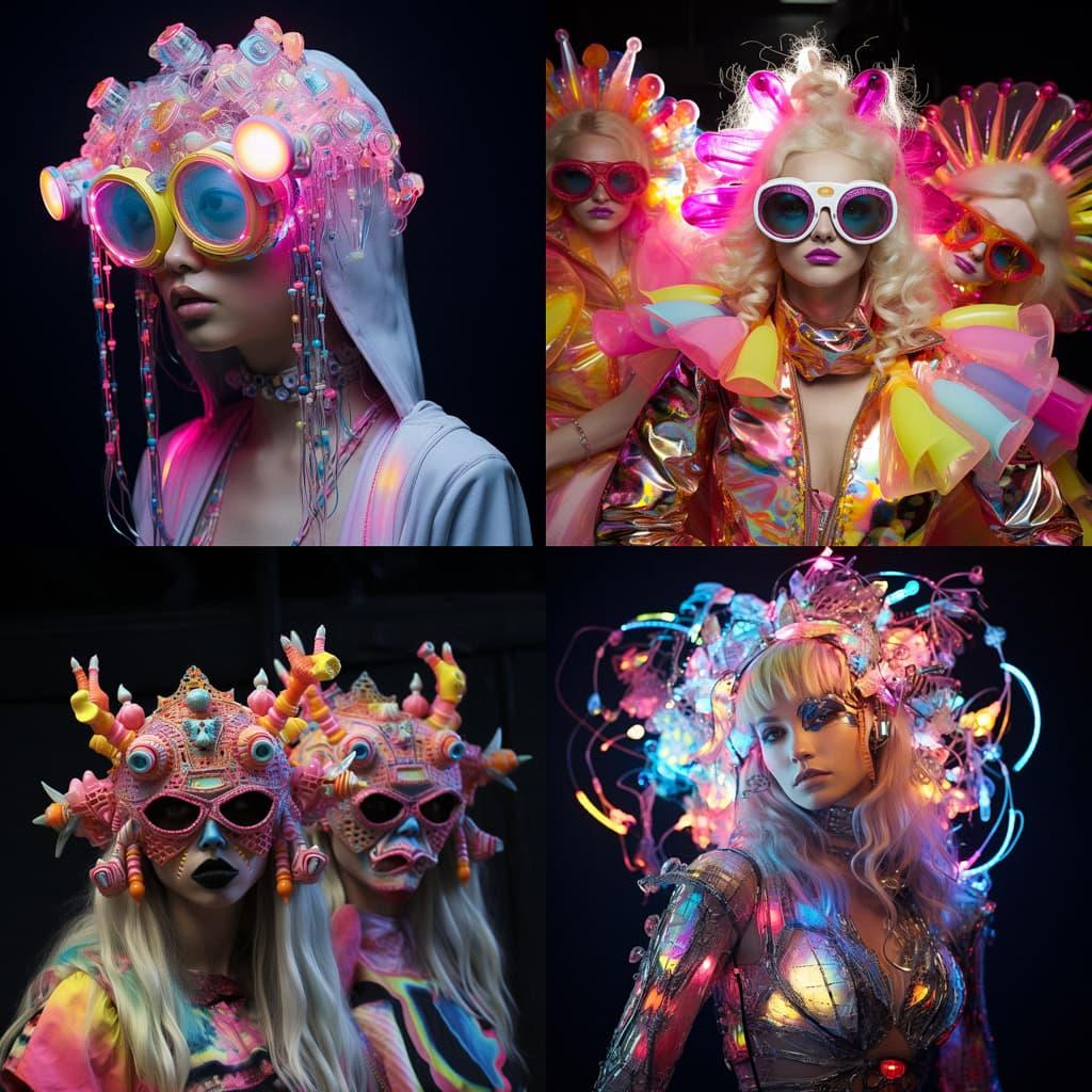 Rave fashion style, Midjourney V5.2, render 1 of 4