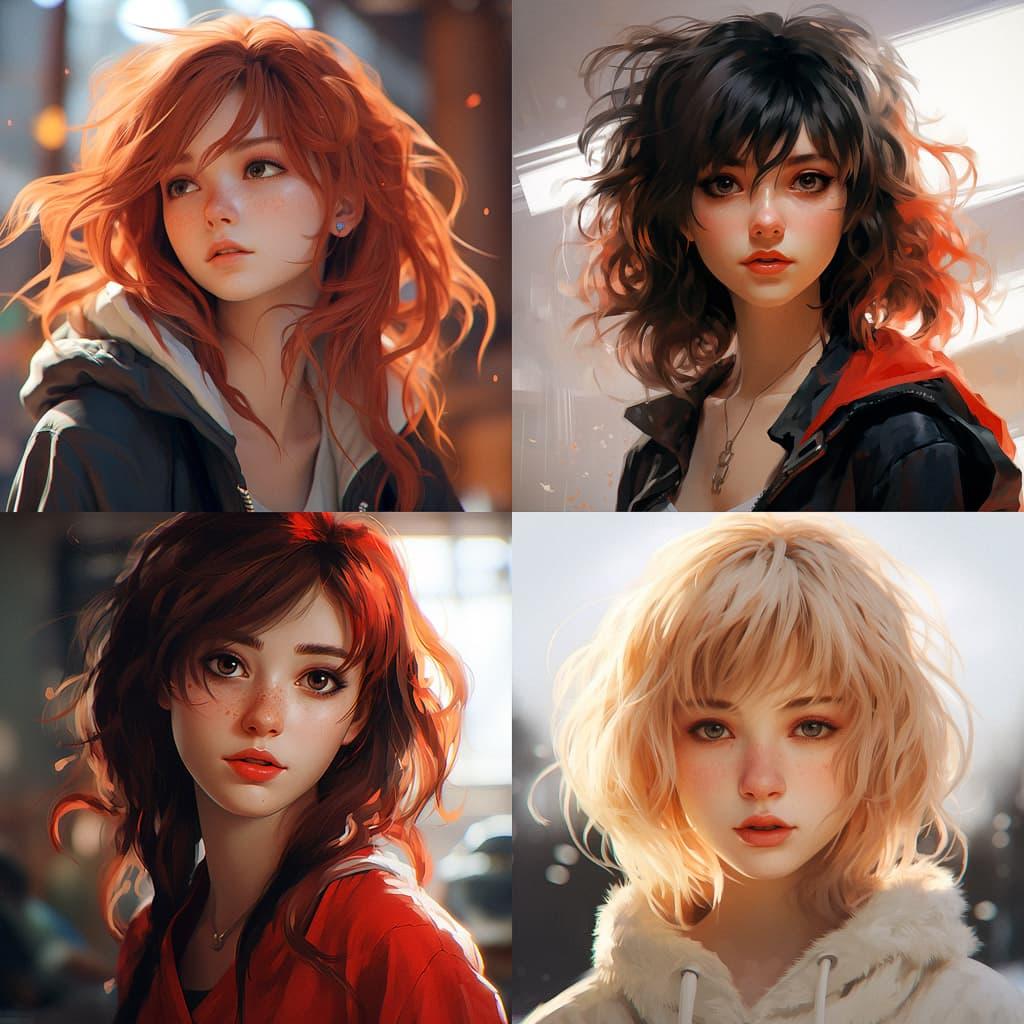 Realistic anime style style, Midjourney V5.2, render 1 of 4