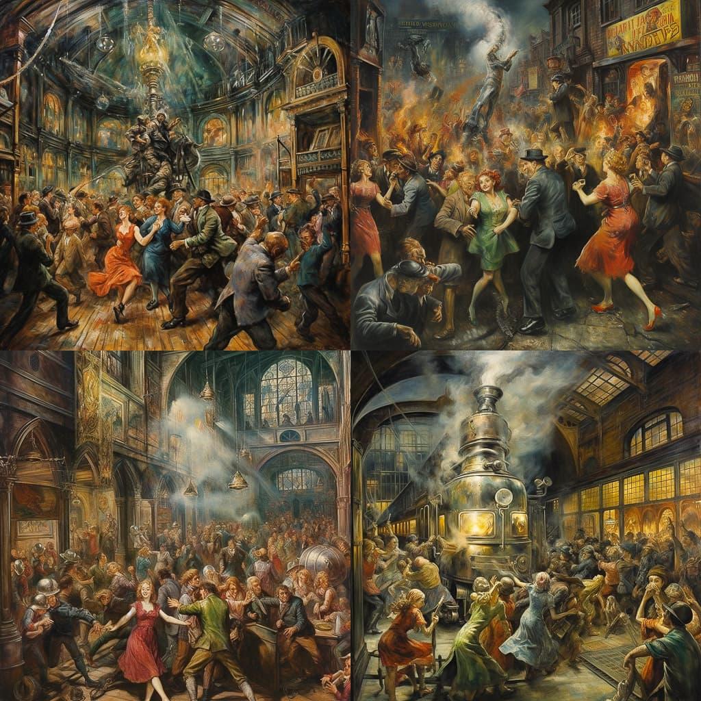 Reginald Marsh style, Midjourney V5.2, render 1 of 4