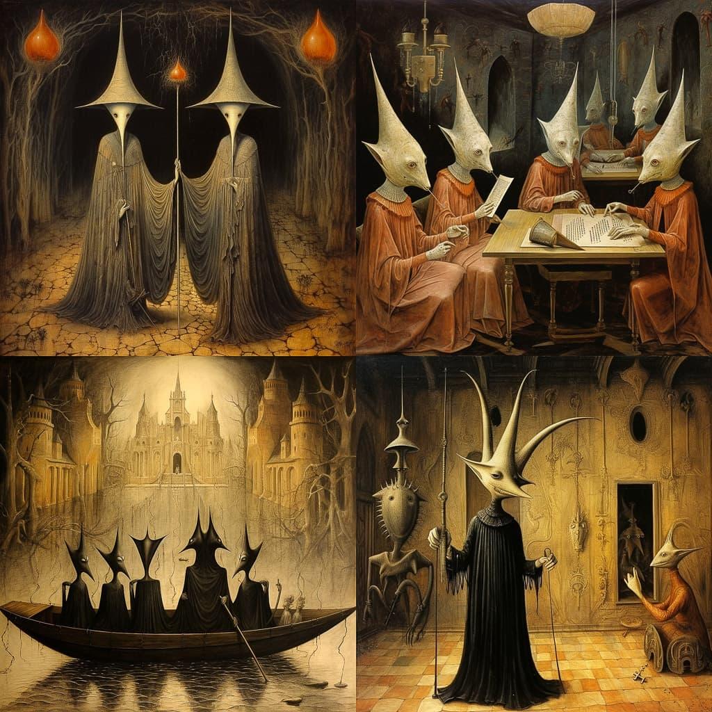 Remedios Varo style, Midjourney V5.2, render 1 of 4
