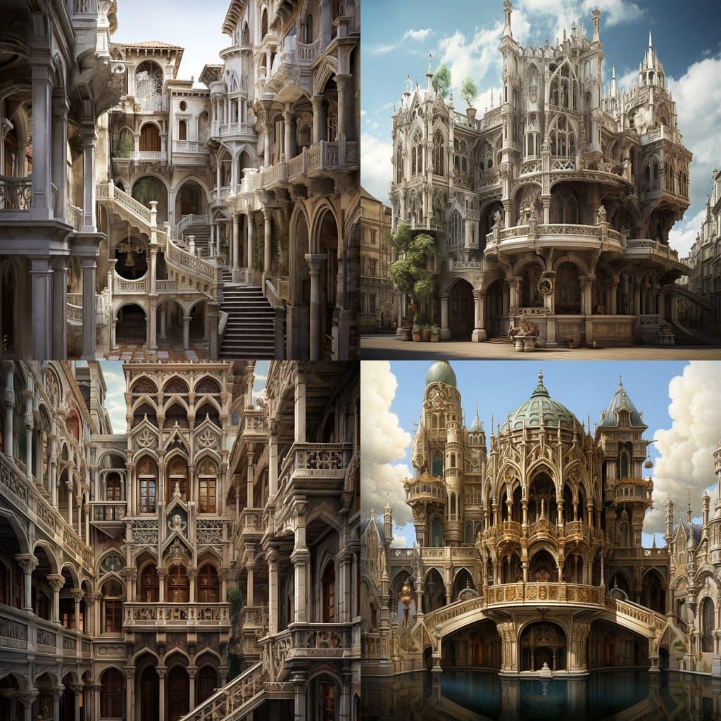 Renaissance architecture style, Midjourney V5.2, render 1 of 4
