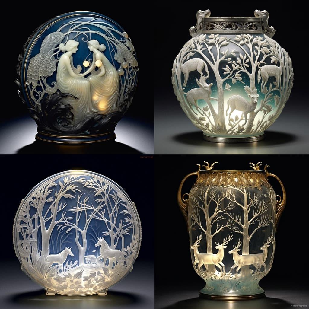 Rene Lalique style, Midjourney V5.2, render 1 of 4