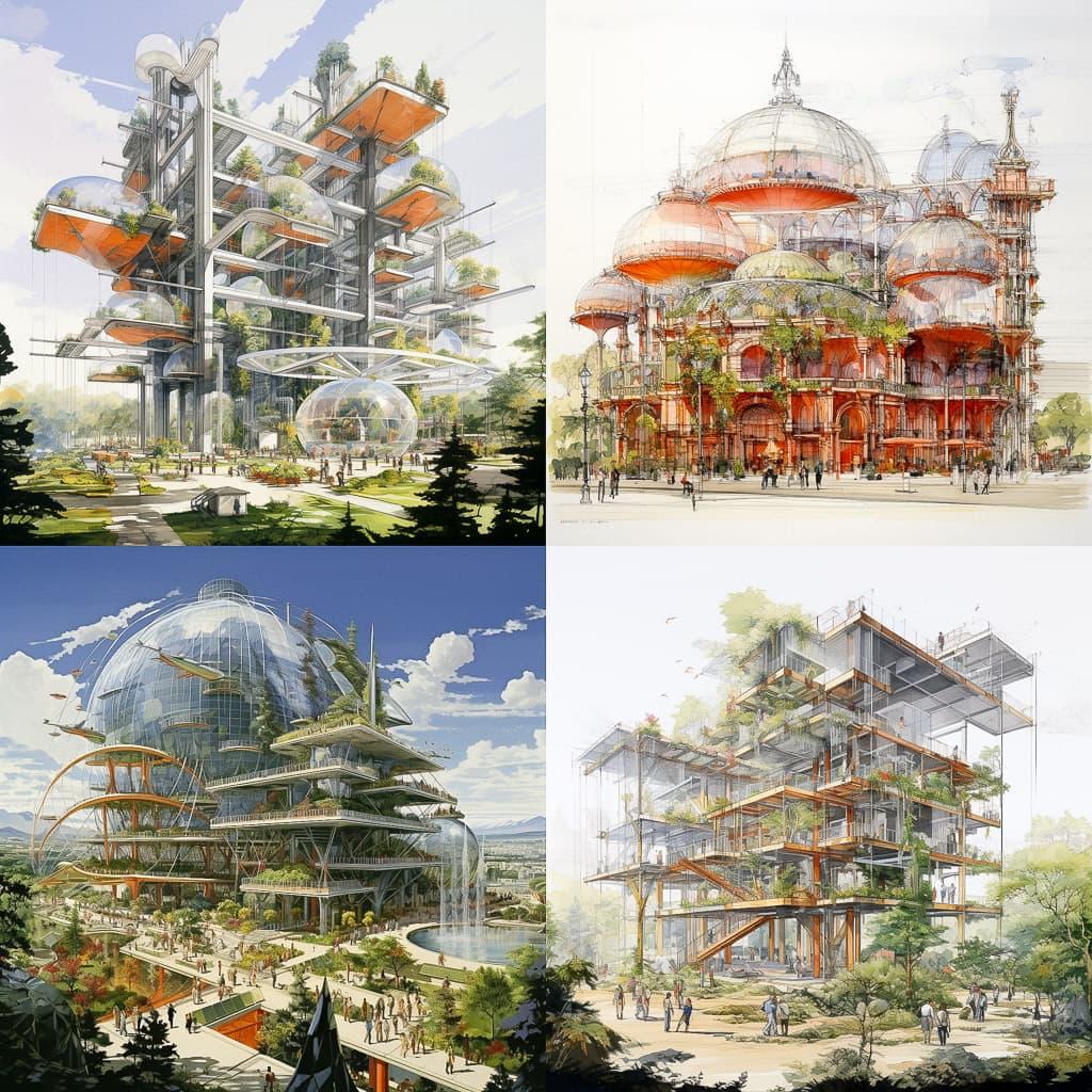 Renzo Piano style, Midjourney V5.2, render 1 of 4