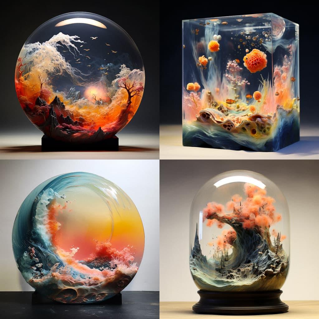 Resin art style, Midjourney V5.2, render 1 of 4