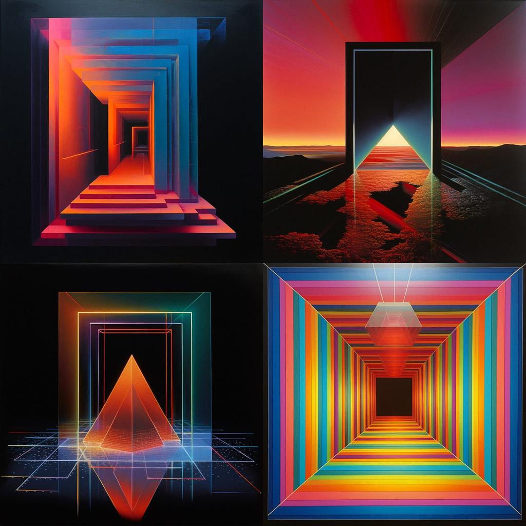 Richard Anuszkiewicz style, Midjourney V5.2, render 1 of 4