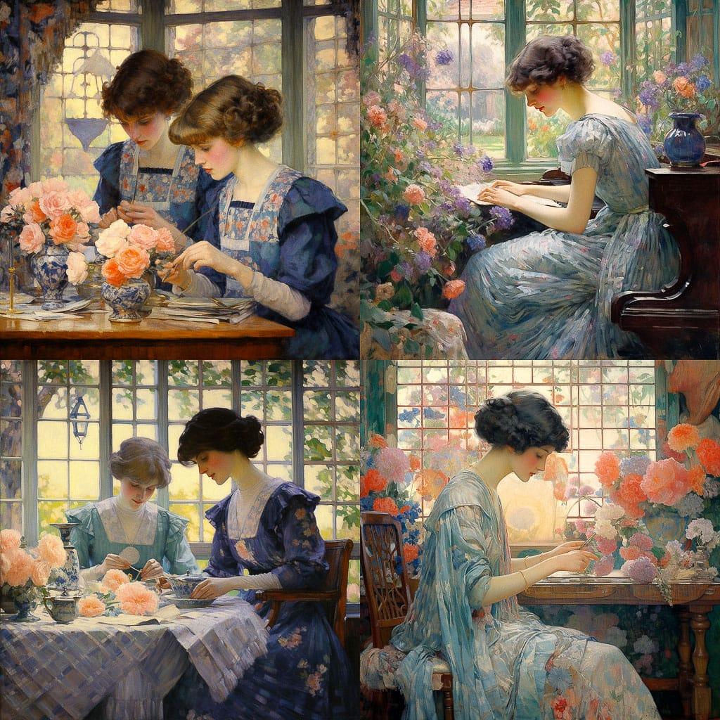 Richard Edward Miller style, Midjourney V5.2, render 1 of 4
