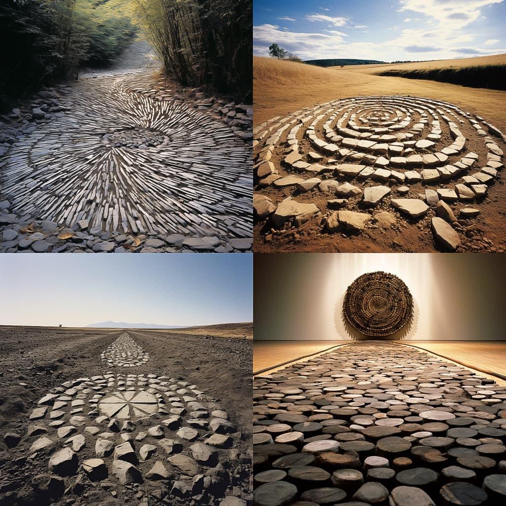 Richard Long style, Midjourney V5.2, render 1 of 4