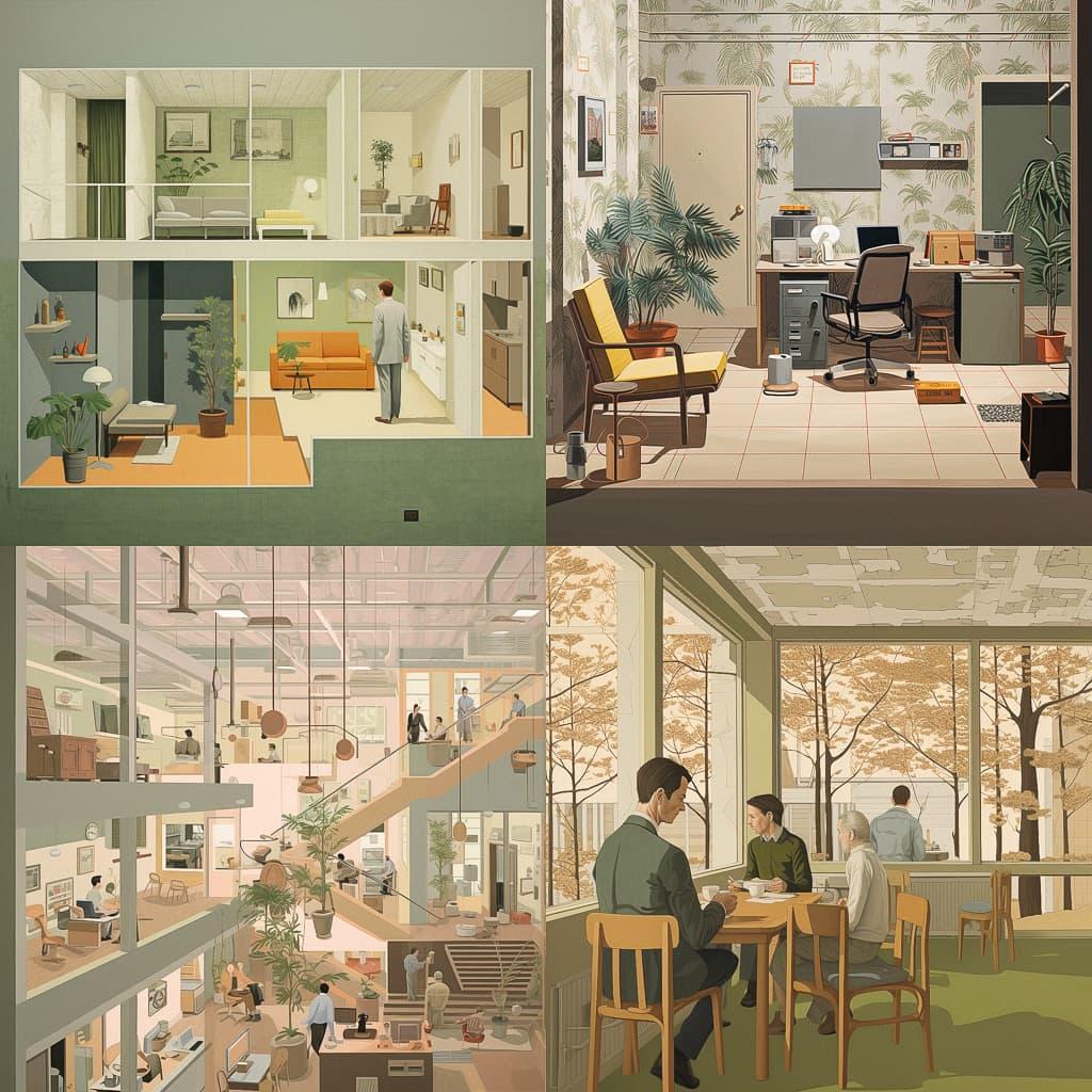 Richard McGuire style, Midjourney V5.2, render 1 of 4