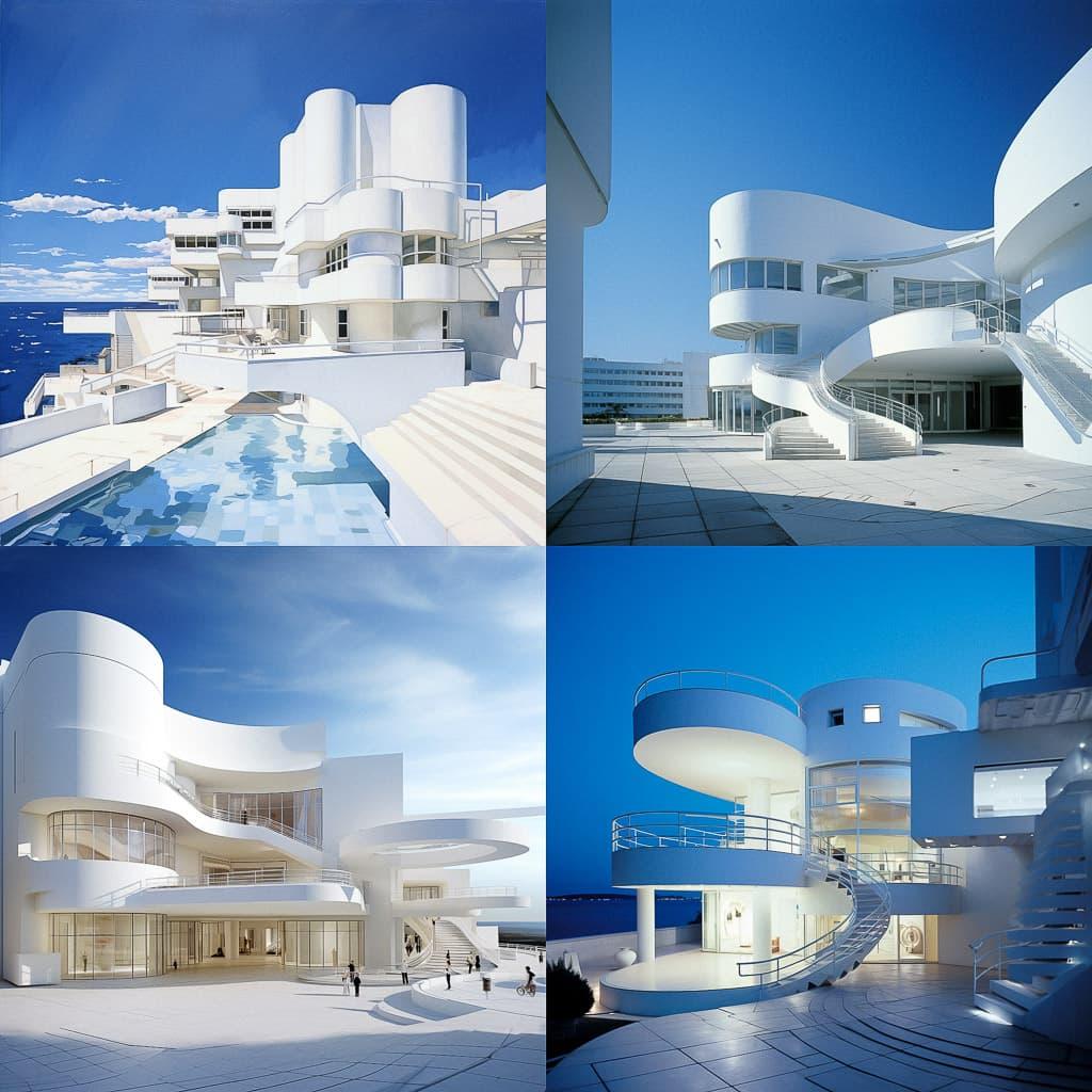 Richard Meier style, Midjourney V5.2, render 1 of 4