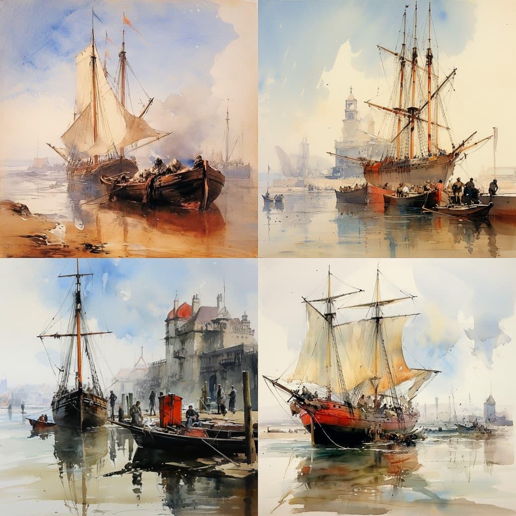Richard Parkes Bonington style, Midjourney V5.2, render 1 of 4