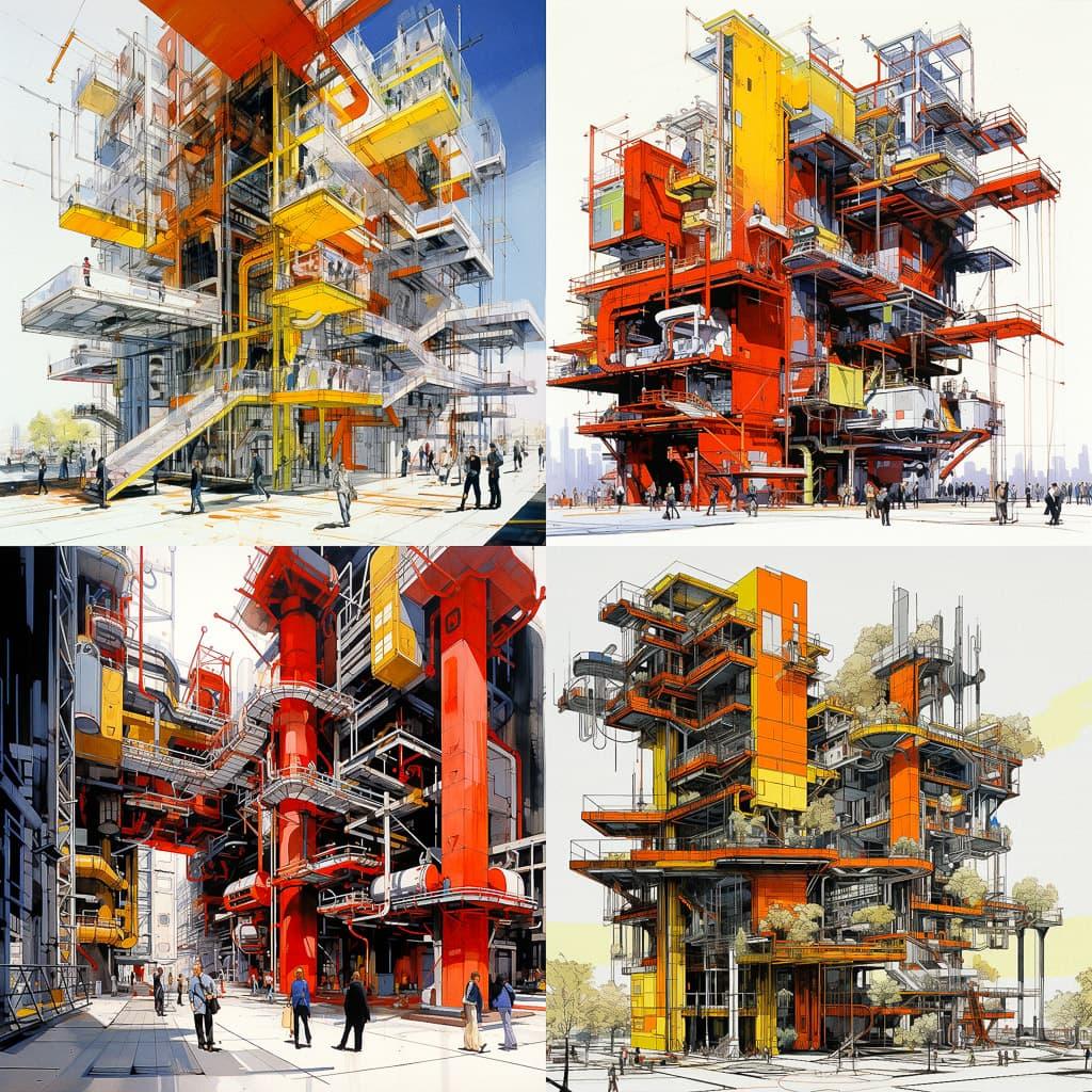 Richard Rogers style, Midjourney V5.2, render 1 of 4