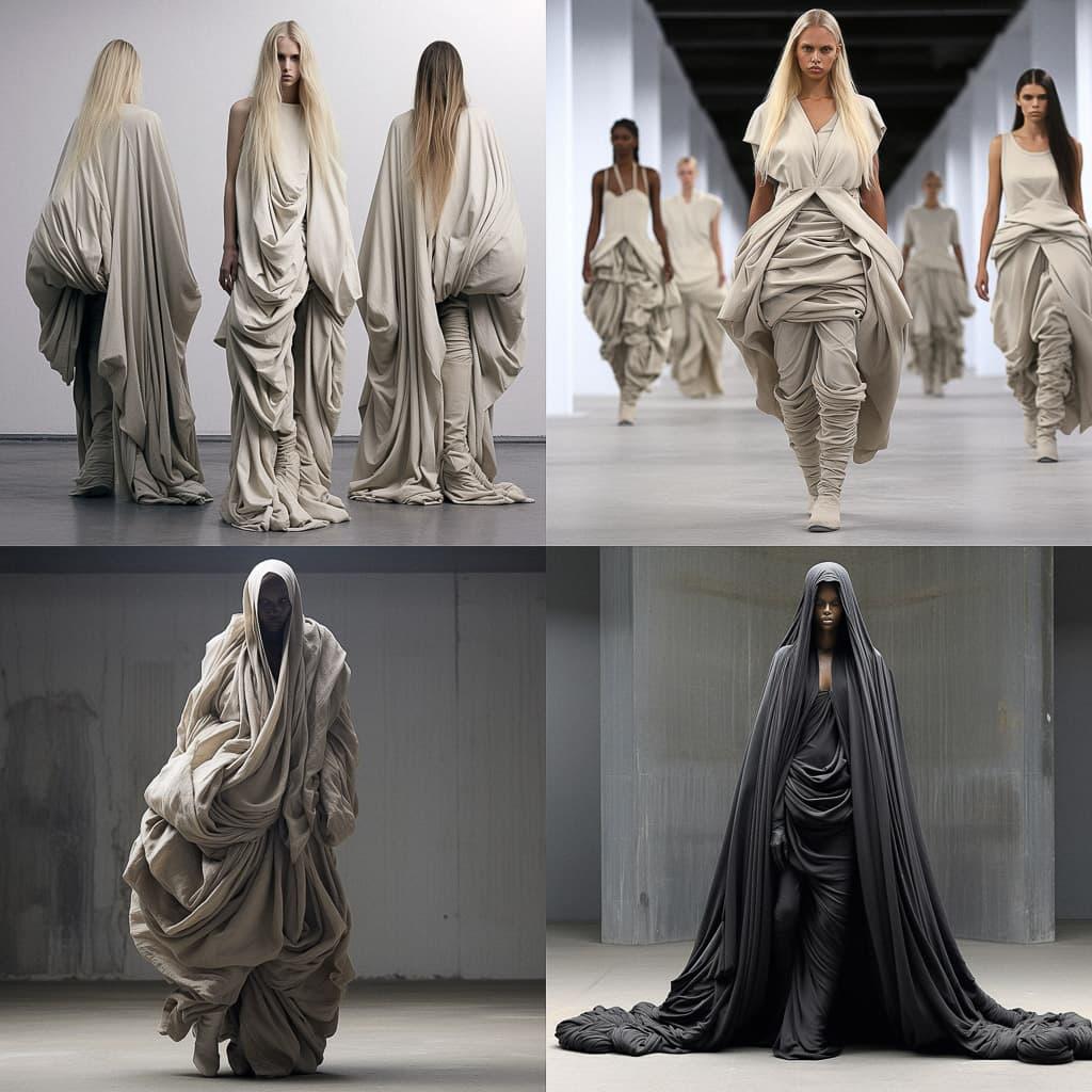 Rick Owens style, Midjourney V5.2, render 1 of 4