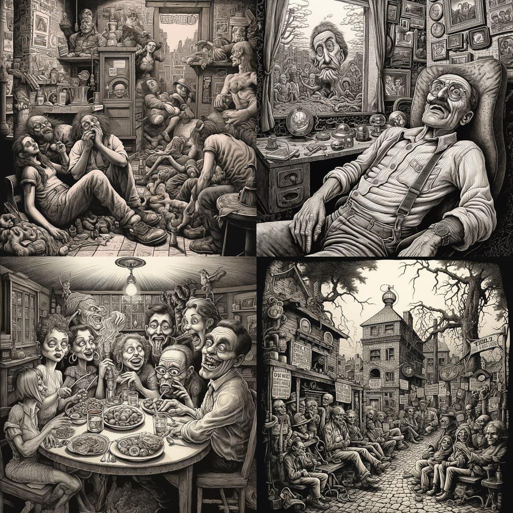 Robert Crumb style, Midjourney V5.2, render 1 of 4