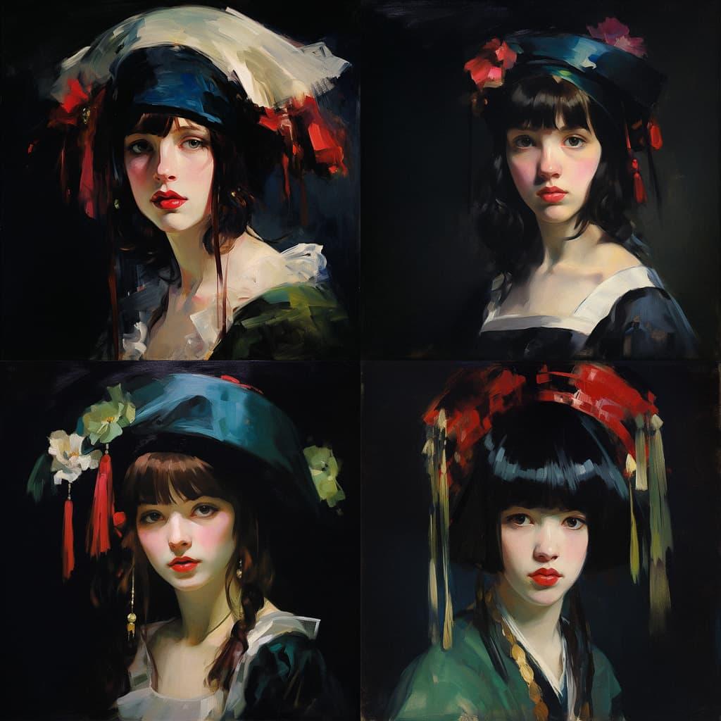 Robert Henri style, Midjourney V5.2, render 1 of 4