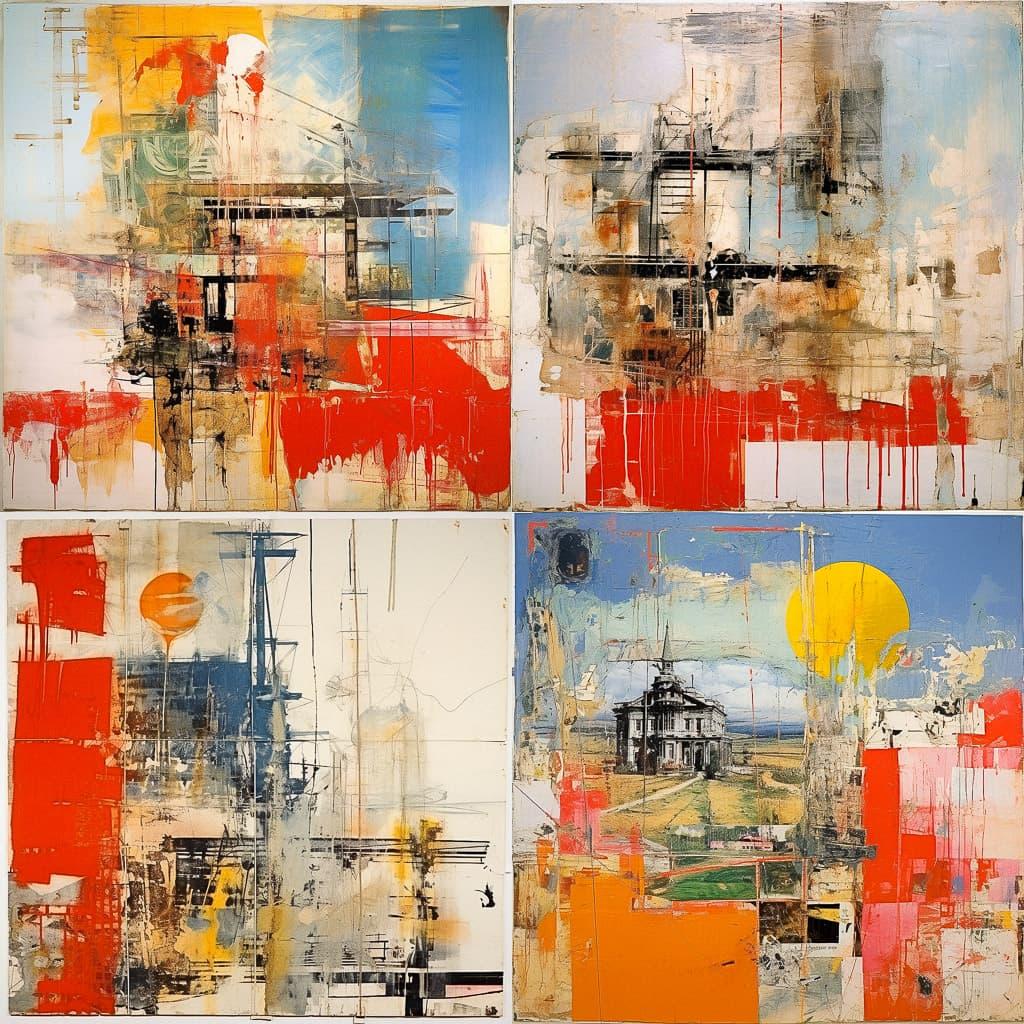 Robert Rauschenberg style, Midjourney V5.2, render 1 of 4