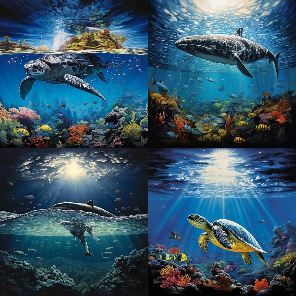 Robert Wyland style, Midjourney V5.2, render 1 of 4