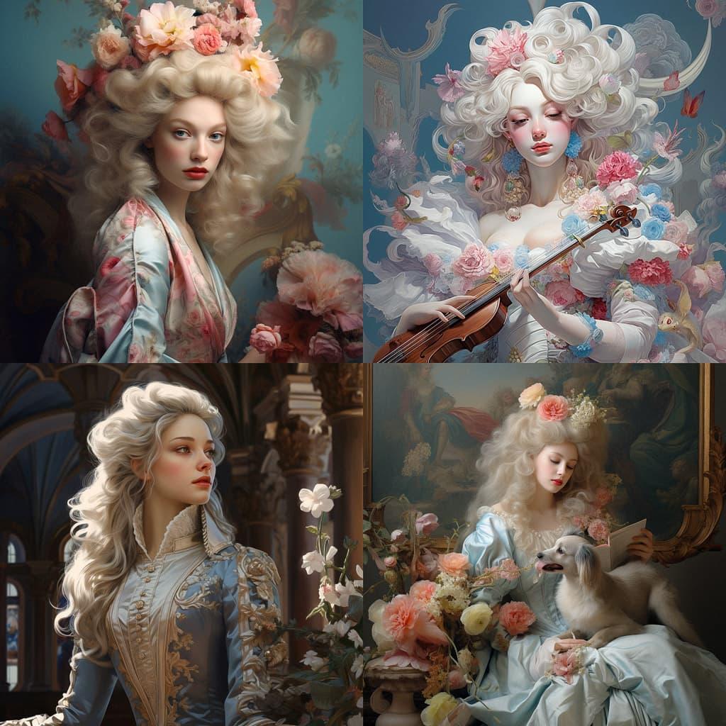 Rococo style, Midjourney V5.2, render 1 of 4