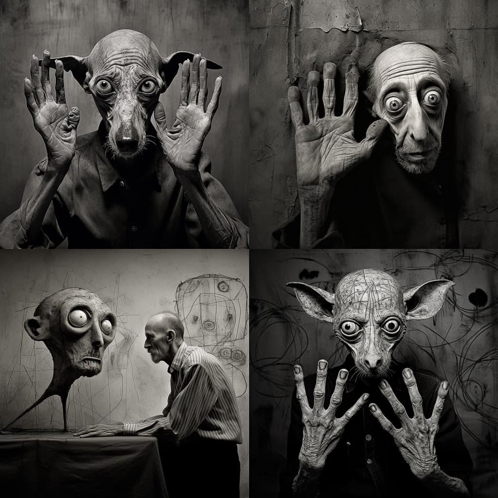 Roger Ballen style, Midjourney V5.2, render 1 of 4