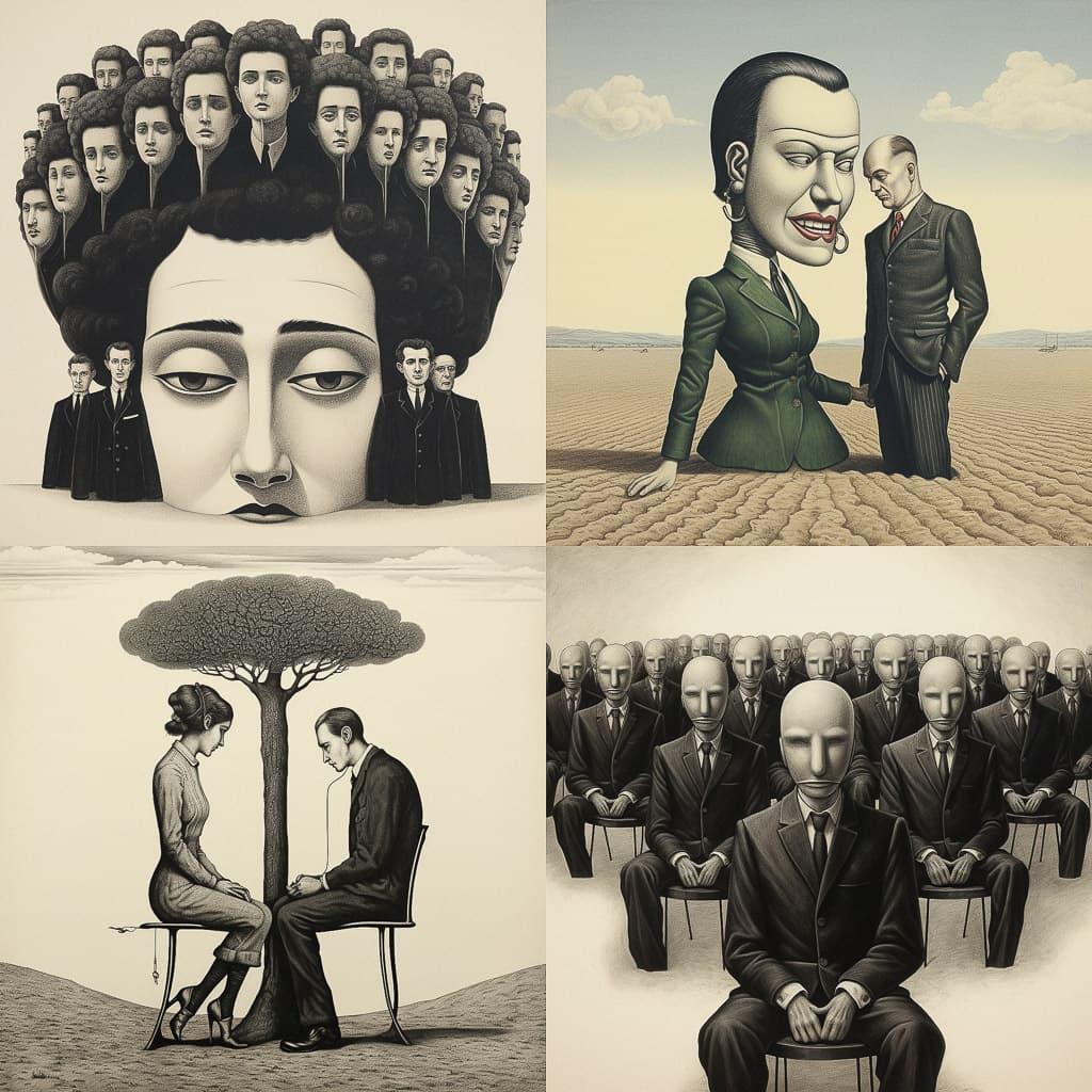 Roland Topor style, Midjourney V5.2, render 1 of 4